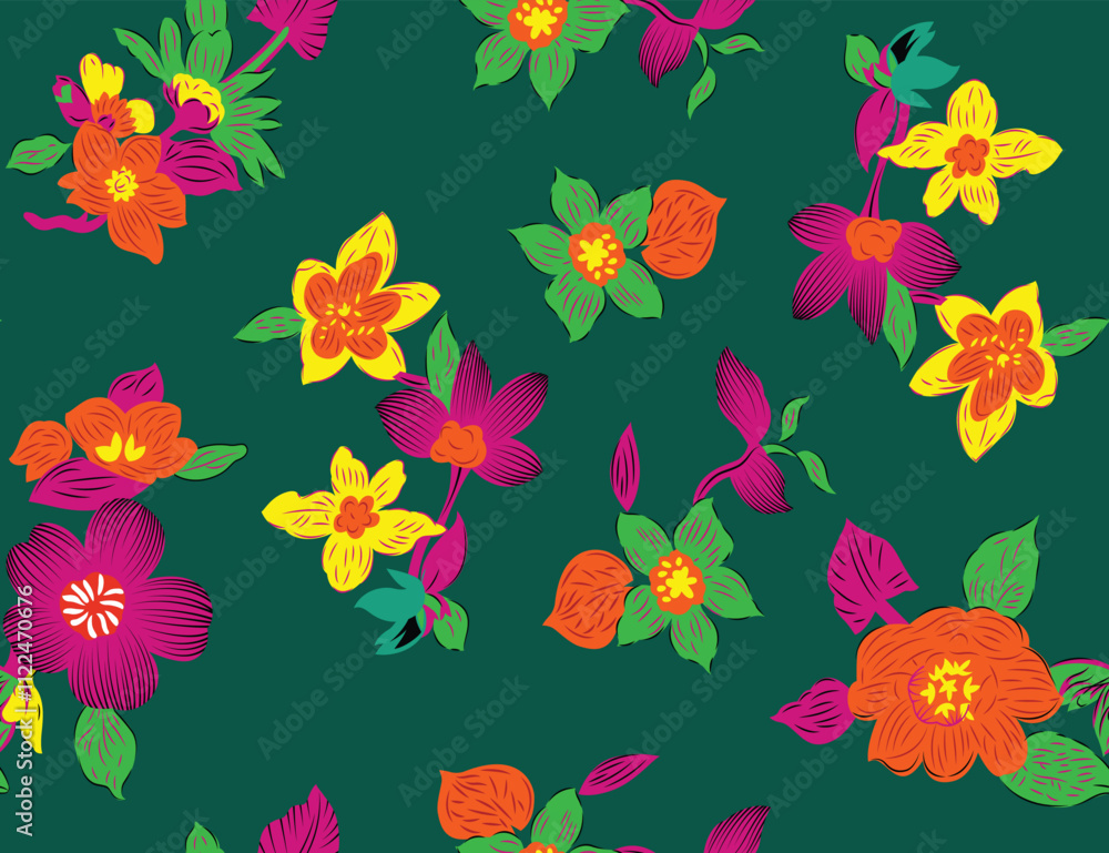 Obraz premium Luxurious digital pattterns.Motif ethnic seamless textile illustration, pink embroidery, print striped ornament floral, pattern, design for wrapping, silk, scarf, background, textile, carpet, rug, tex