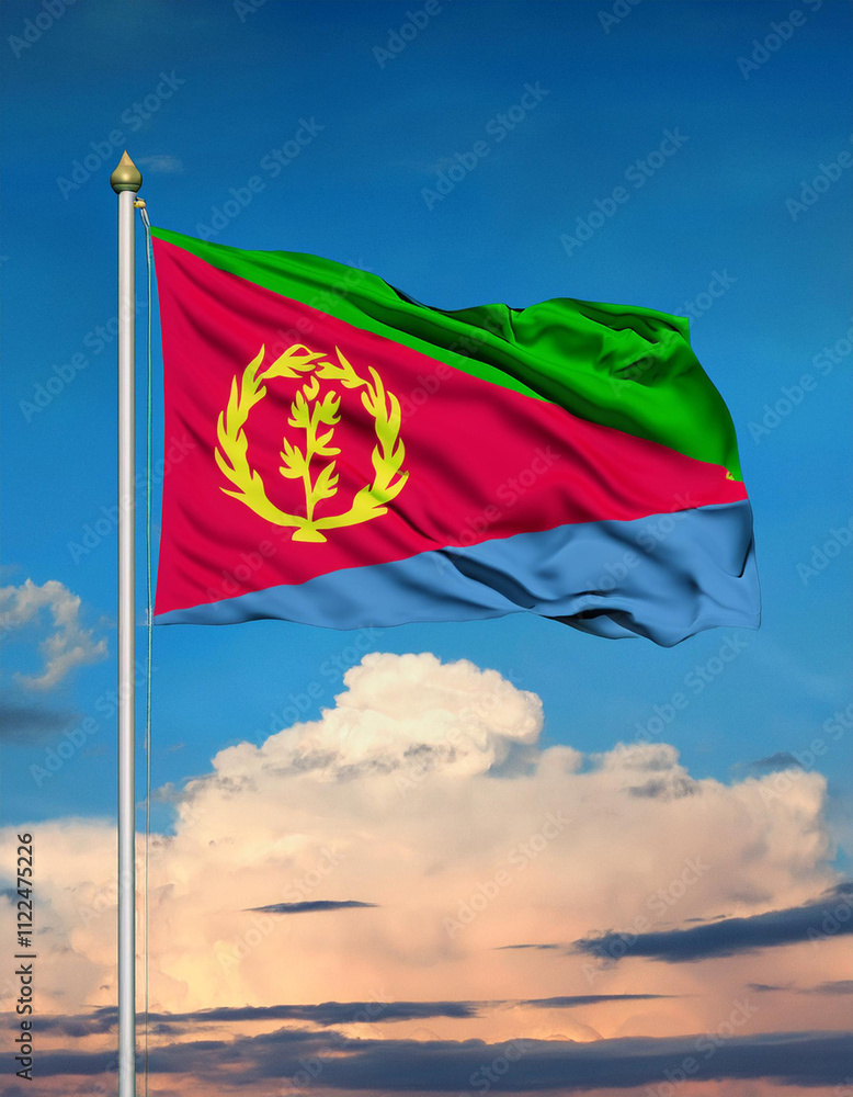 Naklejka premium Eritrea flag background realistic waving in the wind