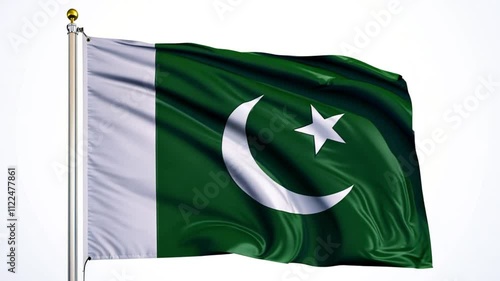 Wallpaper Mural Pakistani flag waving on white background. generative ai Torontodigital.ca