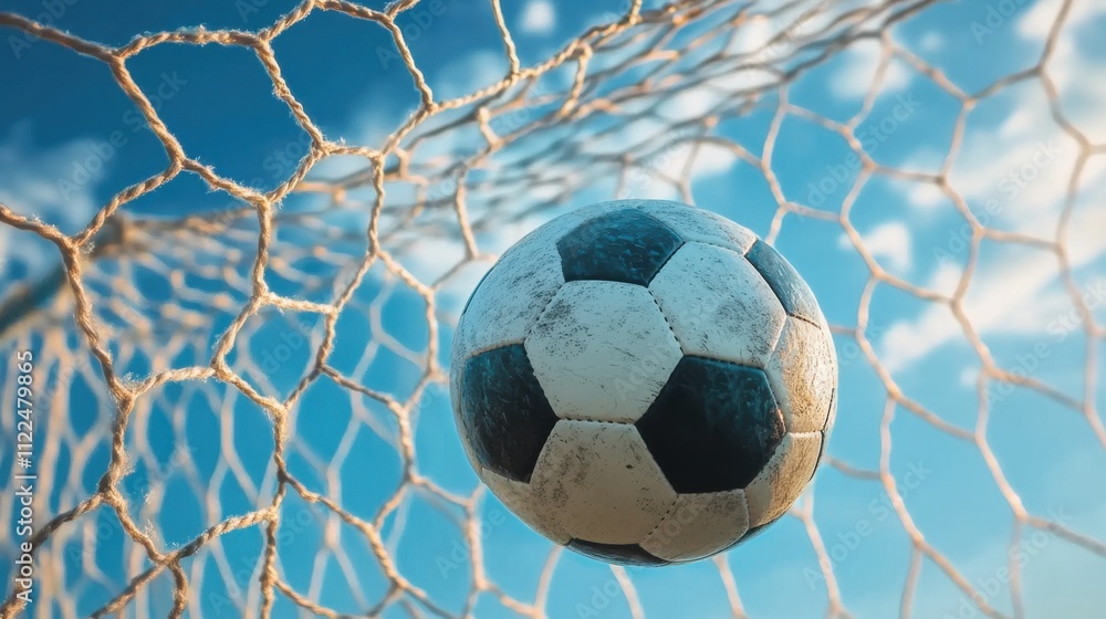 Fototapeta premium A football enters the goal net