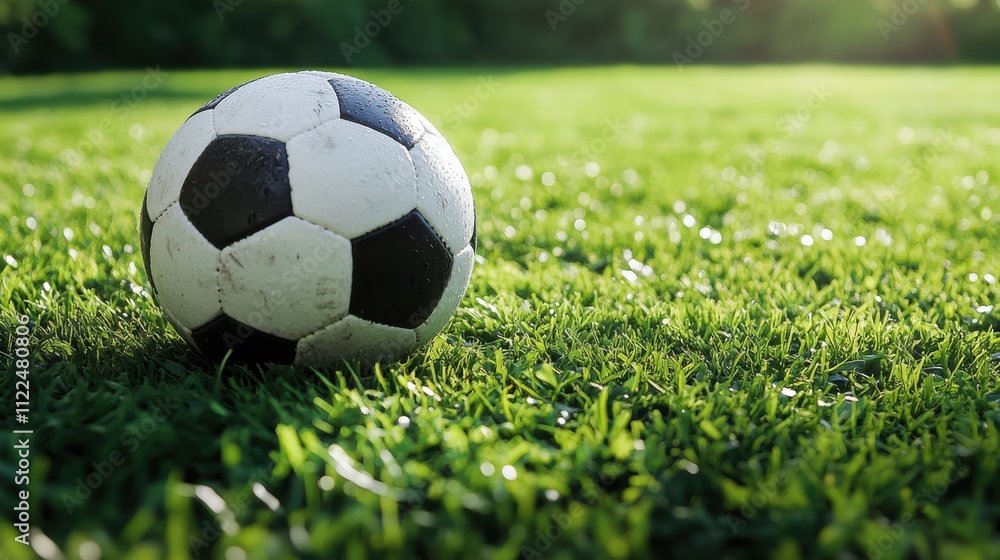Fototapeta premium Football on the sunny grass