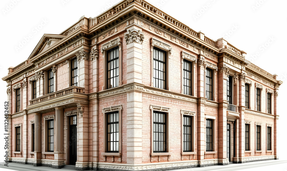 Obraz premium A detailed architectural rendering of a historic-style building with ornate features.