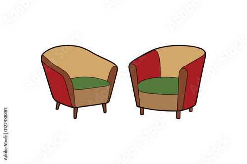 Chairs with soft set icons, Stunning living room furniture vector illustration for your home decor inspiration