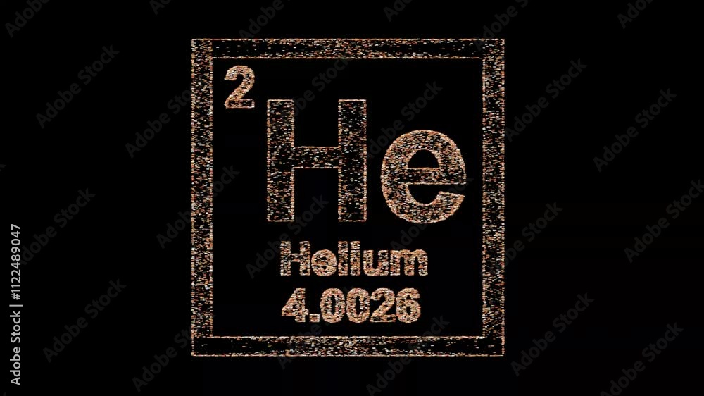 Helium chemical element periodic table on black background motion graphic effect. Helium chemical element periodic table on black background motion graphic effect.