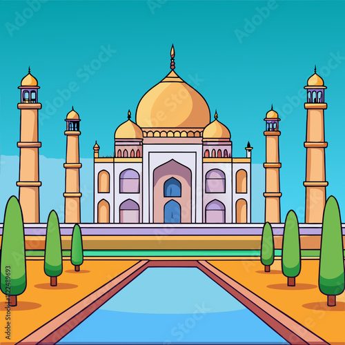 Old Islamic Taj Mahal Vector Design