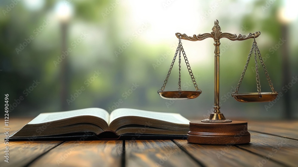 The hammer on the table, legal documents, and fair weights The hammer on the table, legal documents, and fair weights