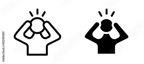 Anxiety icon symbol collection on white background.