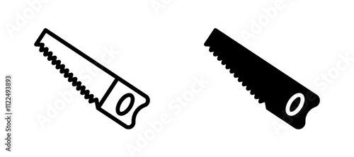 Saw icon symbol collection on white background.
