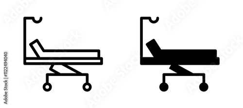 Hospital bed icon symbol collection on white background.