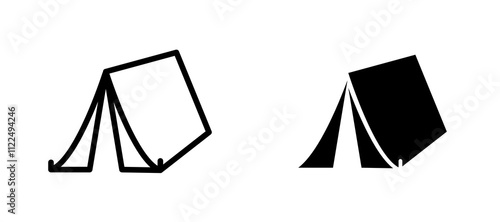 Tent icon symbol collection on white background.