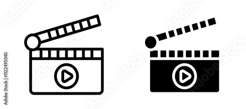 Film clapperboard icon symbol collection on white background.