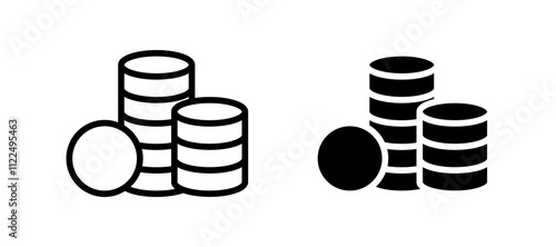 Money coin icon symbol collection on white background.