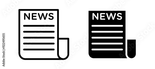 Newspaper icon symbol collection on white background.