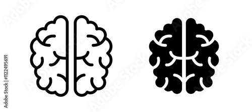 Brain icon symbol collection on white background.