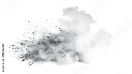 A delicate cloud of dust motes barely visible in the air, isolated against a white background photo