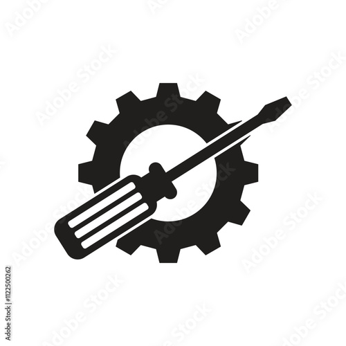 Mechanics Tools vector icon. screwdriver with gear icon.