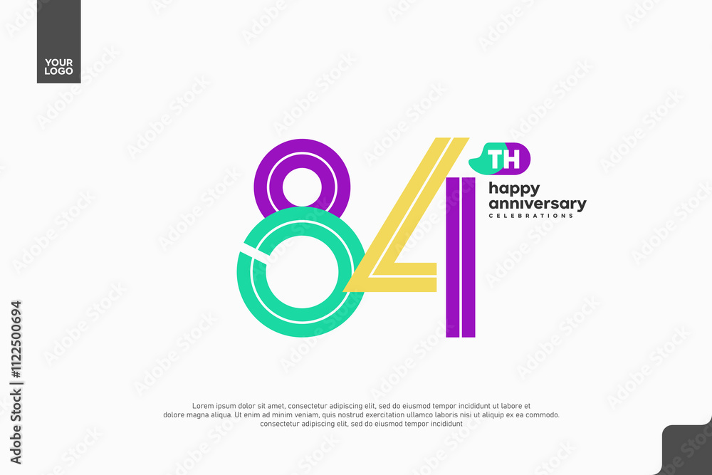 Fototapeta premium Vibrant 84th Anniversary Celebration with Colorful Design