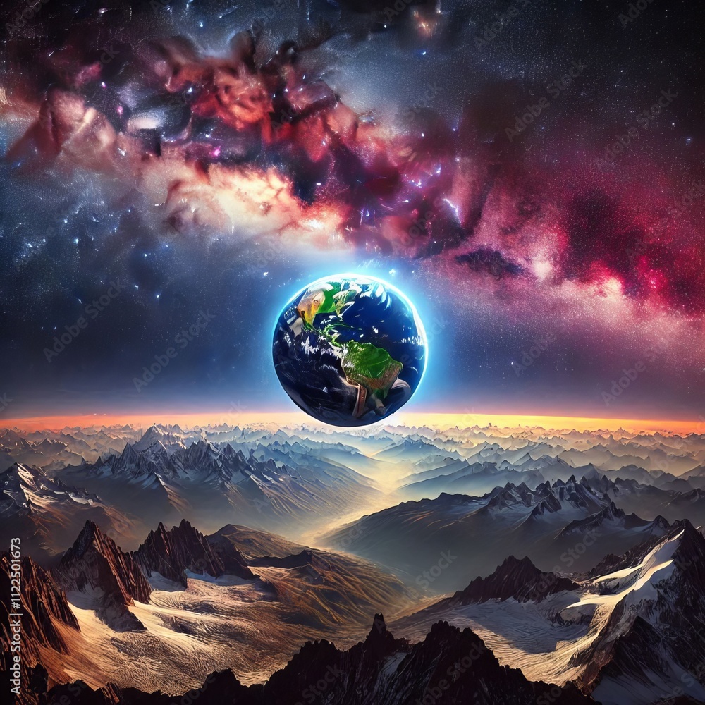 Milky Way View Earth from a great distance with the Milky Way sp Stock ...