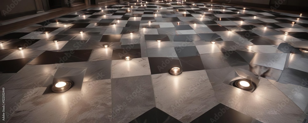 Obraz premium Interactive floor tiles with flashing lights and sounds, creative classrooms, adaptive technology, sensory integration