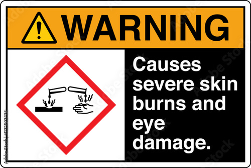 ISO 7010 Prohibition GHS Chemicals Label and Hazard Corrosive Causes severe skin burns and eye damage