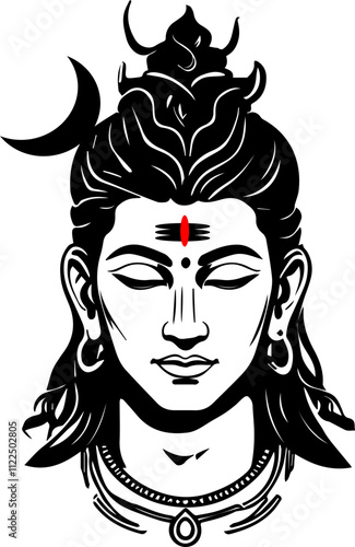 God Shiva Vector Black And White Photo