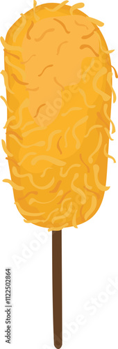 Corn dog with crispy cheese coating illustration.