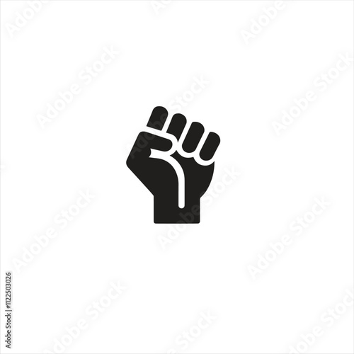 A powerful black fist icon symbolizing unity, strength, and resistance. This emblem represents collective empowerment and solidarity. Suitable for themes of activism, protest, and social justice. photo