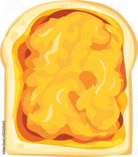 Toast with scrambled eggs illustration.