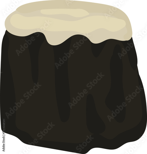 Black Steamed Dim Sum with Creamy Topping Illustration.