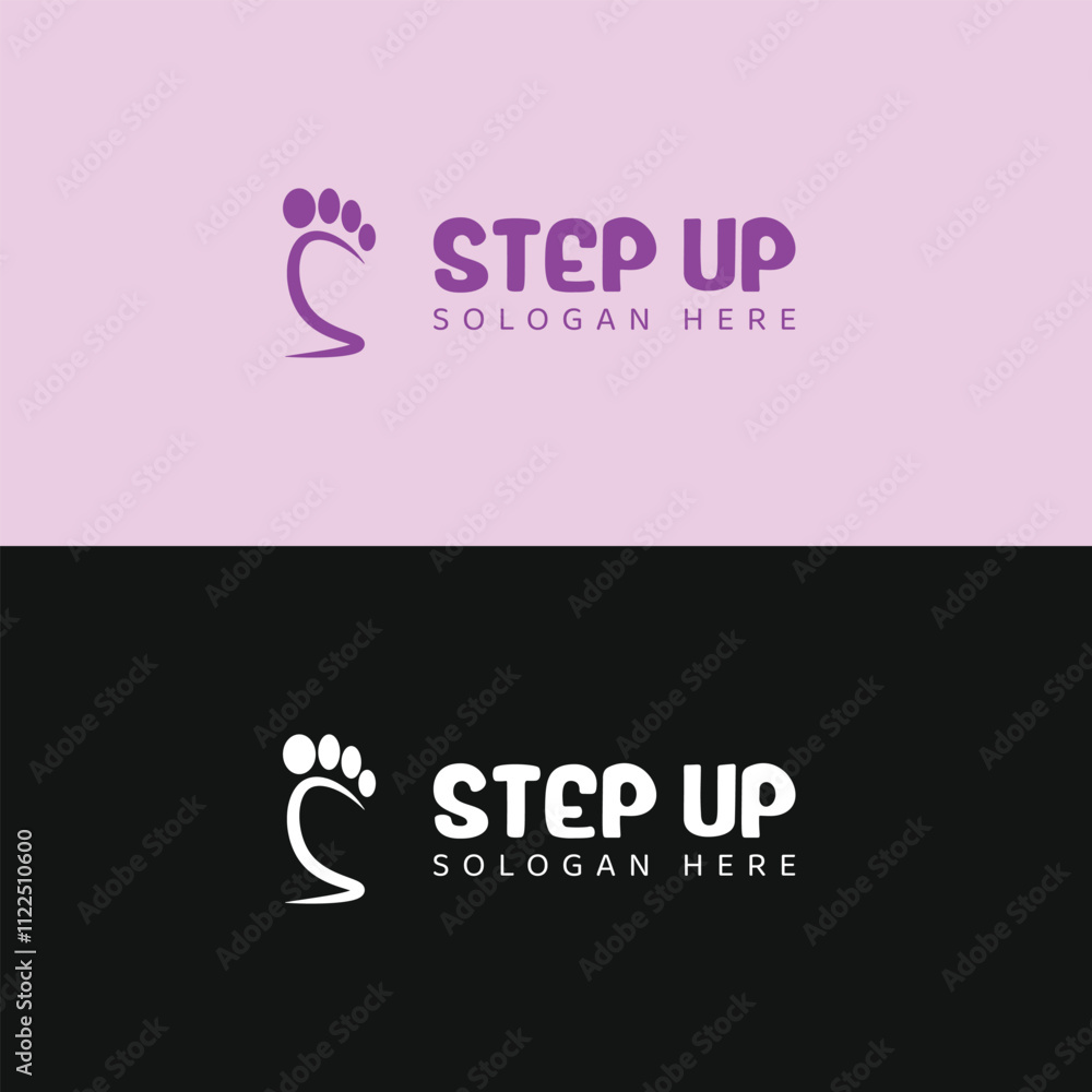 Fototapeta premium blue and white logo for a step and step up