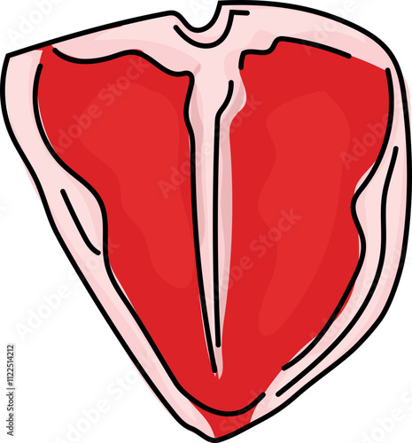 Cartoon Illustration of Raw Steak Cut.