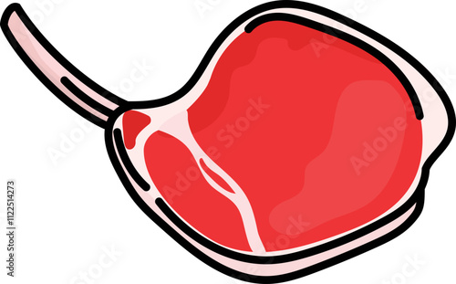 Illustration of Raw Meat Cut with Bone.