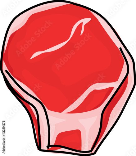 Red Meat Cut Illustration with Glossy Texture.
