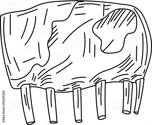 Line Drawing of a Rib Rack Cut.