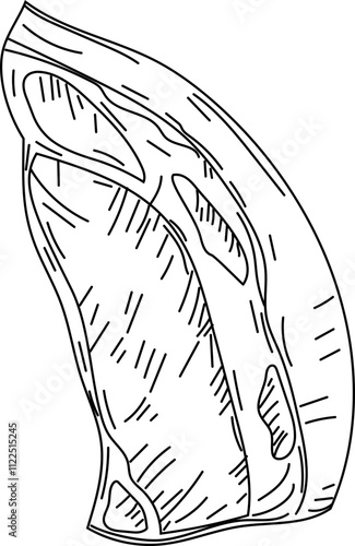 Line Art of Raw Rib Cut Meat.
