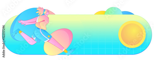 People exercising healthy running vector internet operation illustration

