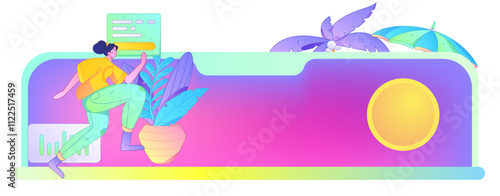 People exercising healthy running vector internet operation illustration
