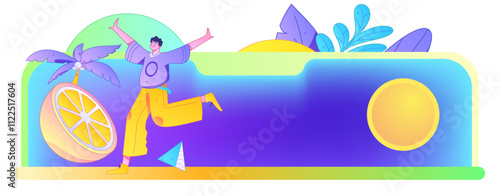 People exercising healthy running vector internet operation illustration
