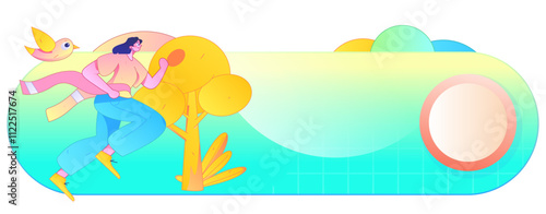 People exercising healthy running vector internet operation illustration
