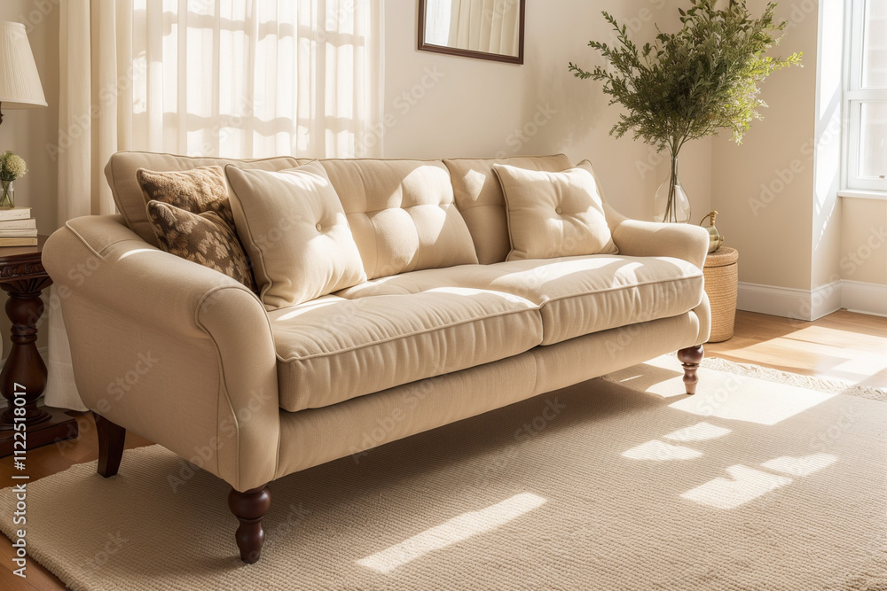 Fototapeta premium Interior of a modern living room with a stylish sofa and armchairs