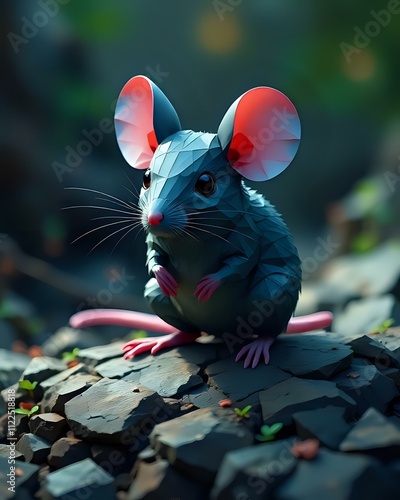 image d'une petite souris avec le poil bleuté photo