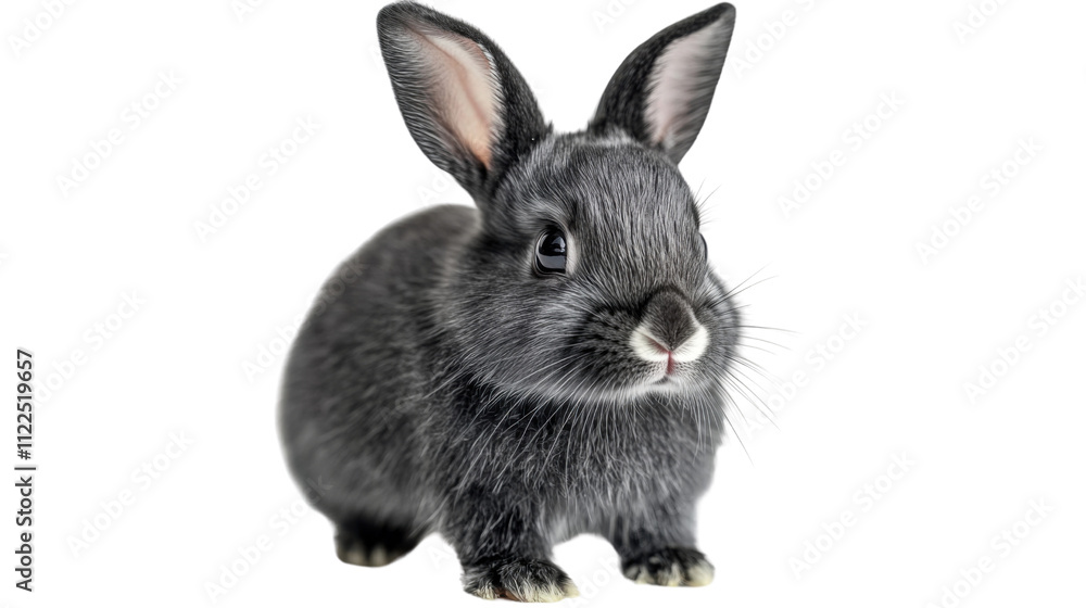 Obraz premium black rabbit isolated on white background
