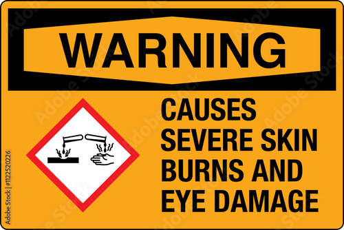 ISO 7010 Prohibition GHS Chemicals Label and Hazard Corrosive Causes severe skin burns and eye damage