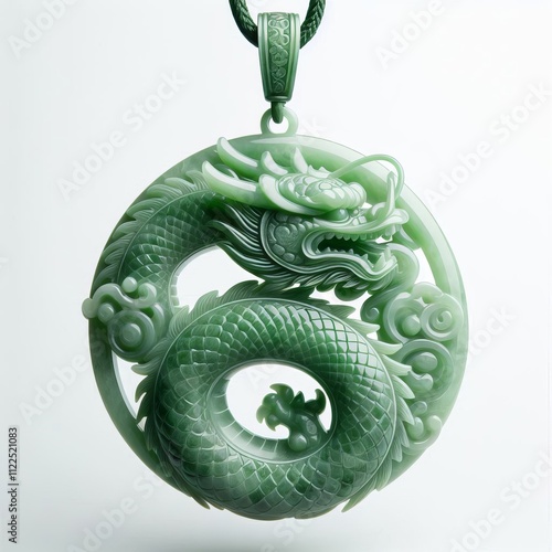 97 Jade Dragon Pendant A finely carved jade pendant in the shape