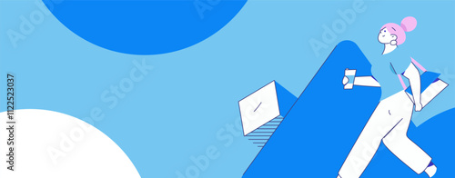 People exercising healthy running vector internet operation illustration

