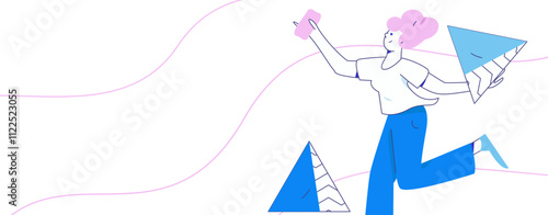 People exercising healthy running vector internet operation illustration
