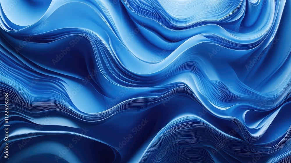 Obraz premium Abstract blue background with waves and curves