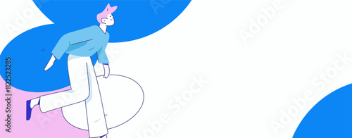 People exercising healthy running vector internet operation illustration
