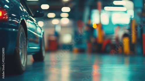 Wallpaper Mural Abstract blur car garage automobile interior Blurred mechanic service centre auto repair workshop soft defocused Blurry car care station background Torontodigital.ca
