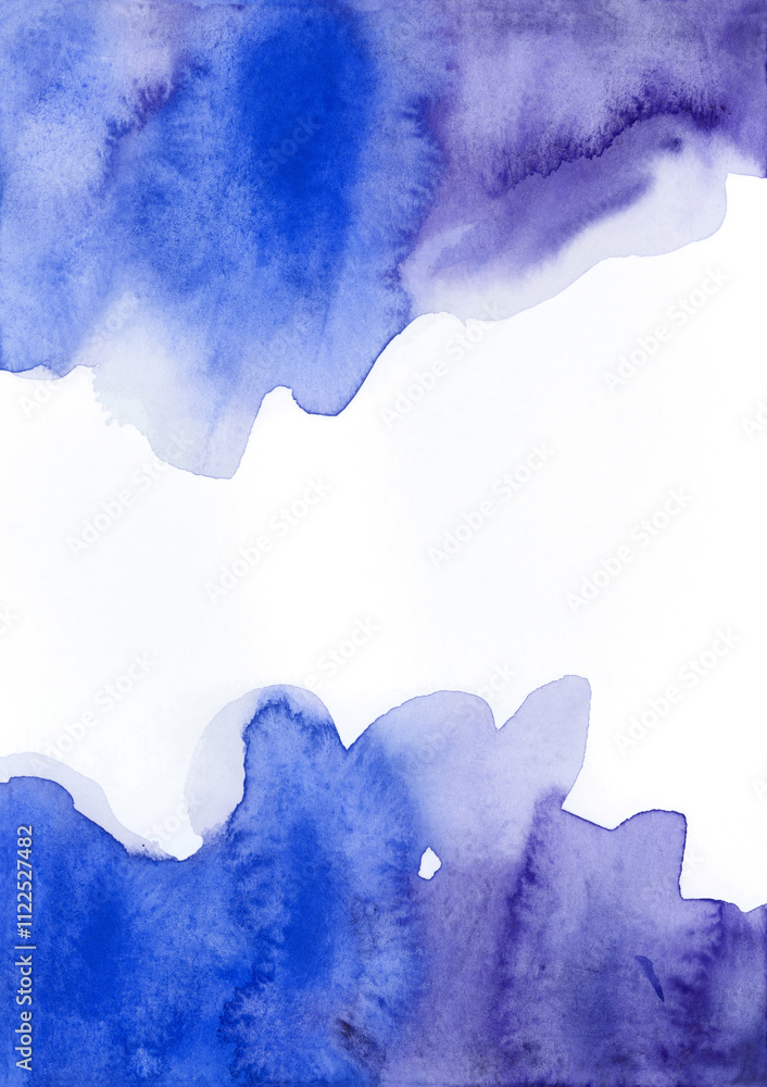 Obraz premium Bright painted blue and violet watercolor texture. Hand drawn background